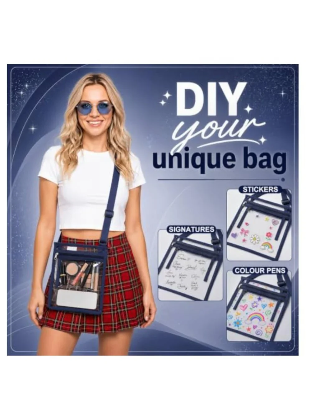 20 Clear Stadium Approved Crossbody Bags Waterproof PVC with Nylon Strap